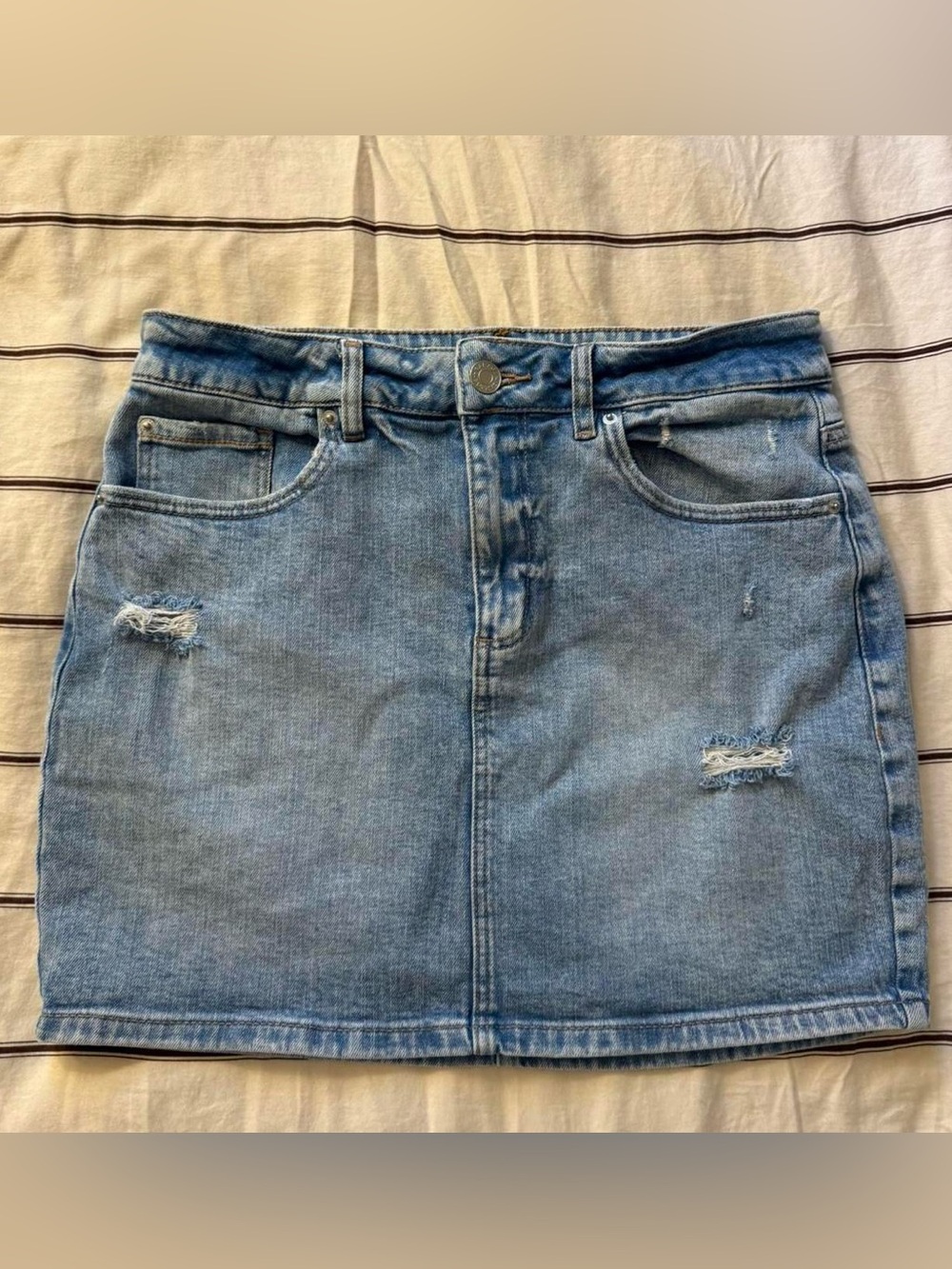 vintage garage light wash denim mini skirt